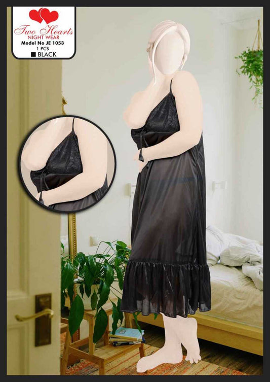 Women's Satin Lace Imported 1Pcs Nighty | Two Hearts Nightwear | Elegant Sleepwear & Lingerie