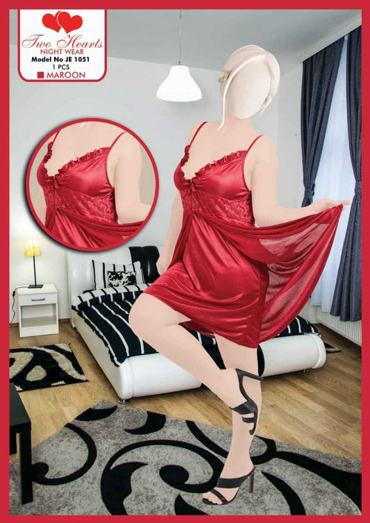 1 pcs Imported Satin Lace Nightwear for Women – Luxury Sleepwear Dress