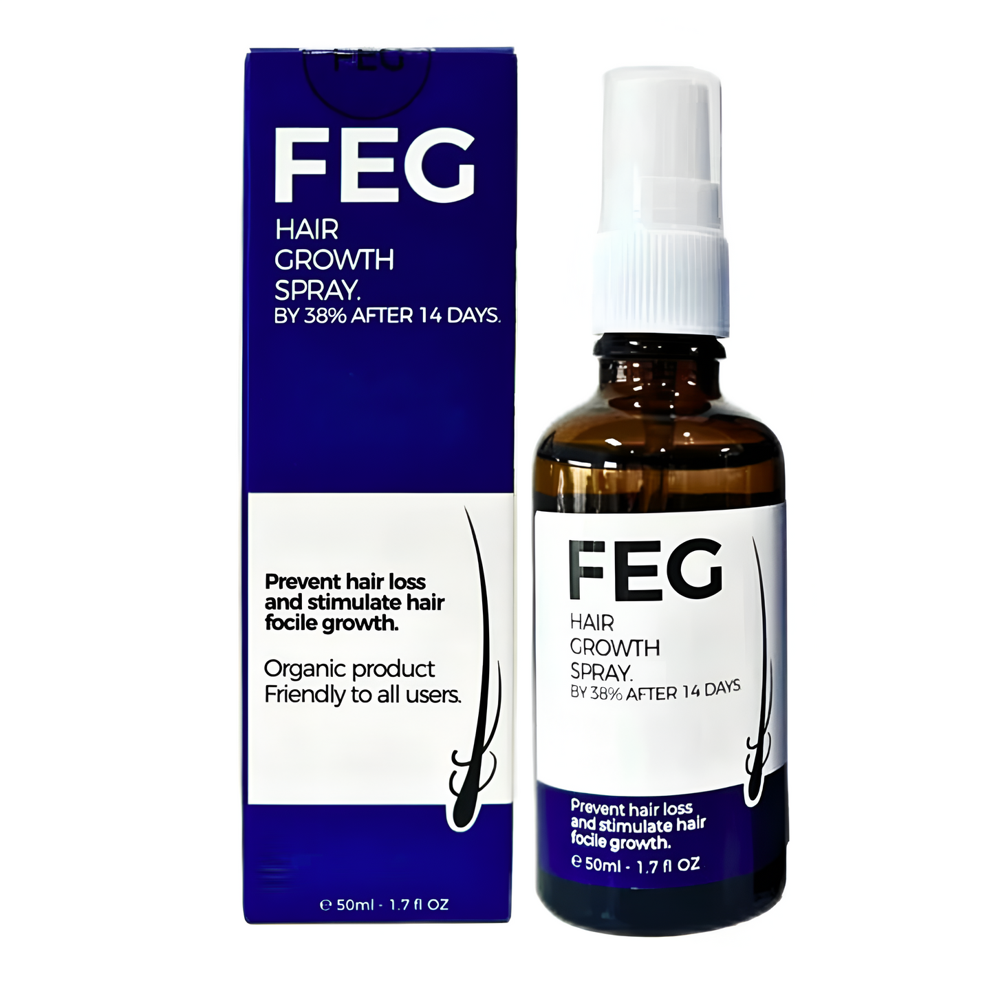 FEG PLUS Hair & Beard Regrowth Spray 50ml – Anti Hair Loss Formula with Minoxidil, Redensyl & Natural Extracts