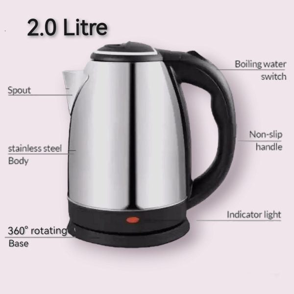 Automatic Electric Kettle 2.0L – Stainless Steel Hot Water Boiler With Auto Shut-Off, LED Display