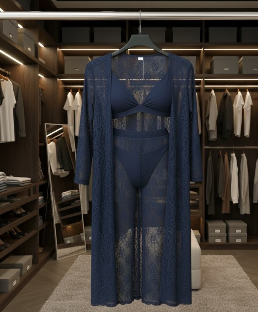 Luxurious Net Transparent Lace 4-Piece Nightwear Set