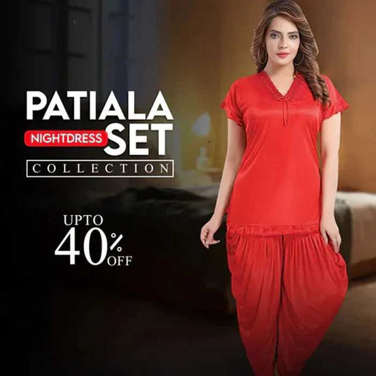 New Patiyala Style 2Pcs Silk Comfortable Night Suit