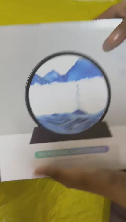 3D Moving Sand Mountain Lamp With Stand - Sandscape Painting - Moving Sand Art - Showpiece - Home Decoration