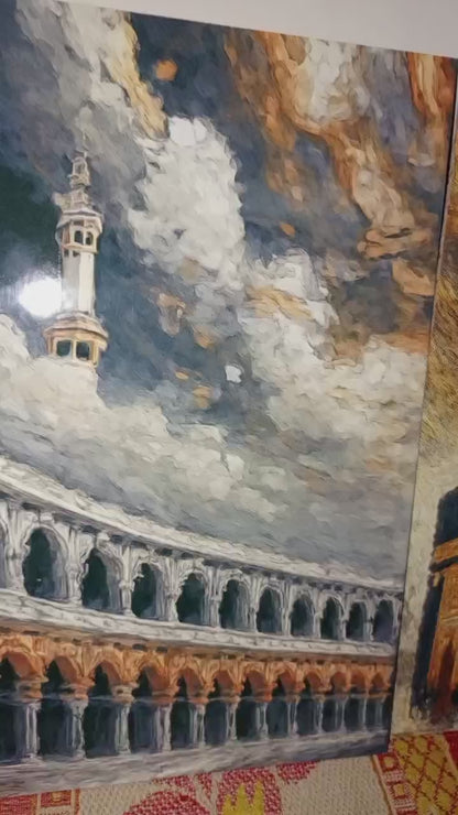 Khana Kaba Wooden Wall Art – 3 Piece Islamic Frame Set Made With Wooden Stickytile